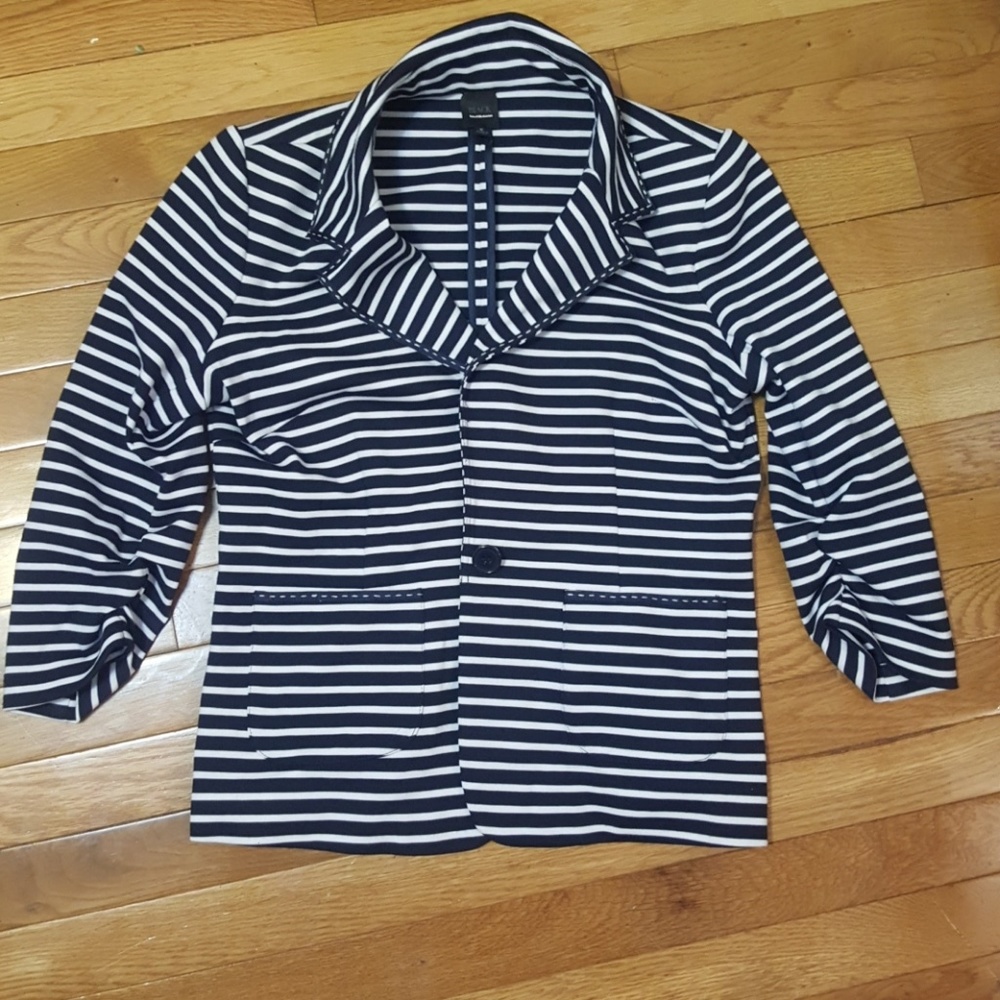 Black Saks Fifth Avenue Blue and White Blazer Sz6